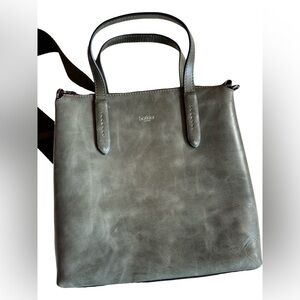 Botkier Highline Leather Satchel Tote Bag Purse, Cross‎ Body Strap, Olive, EUC